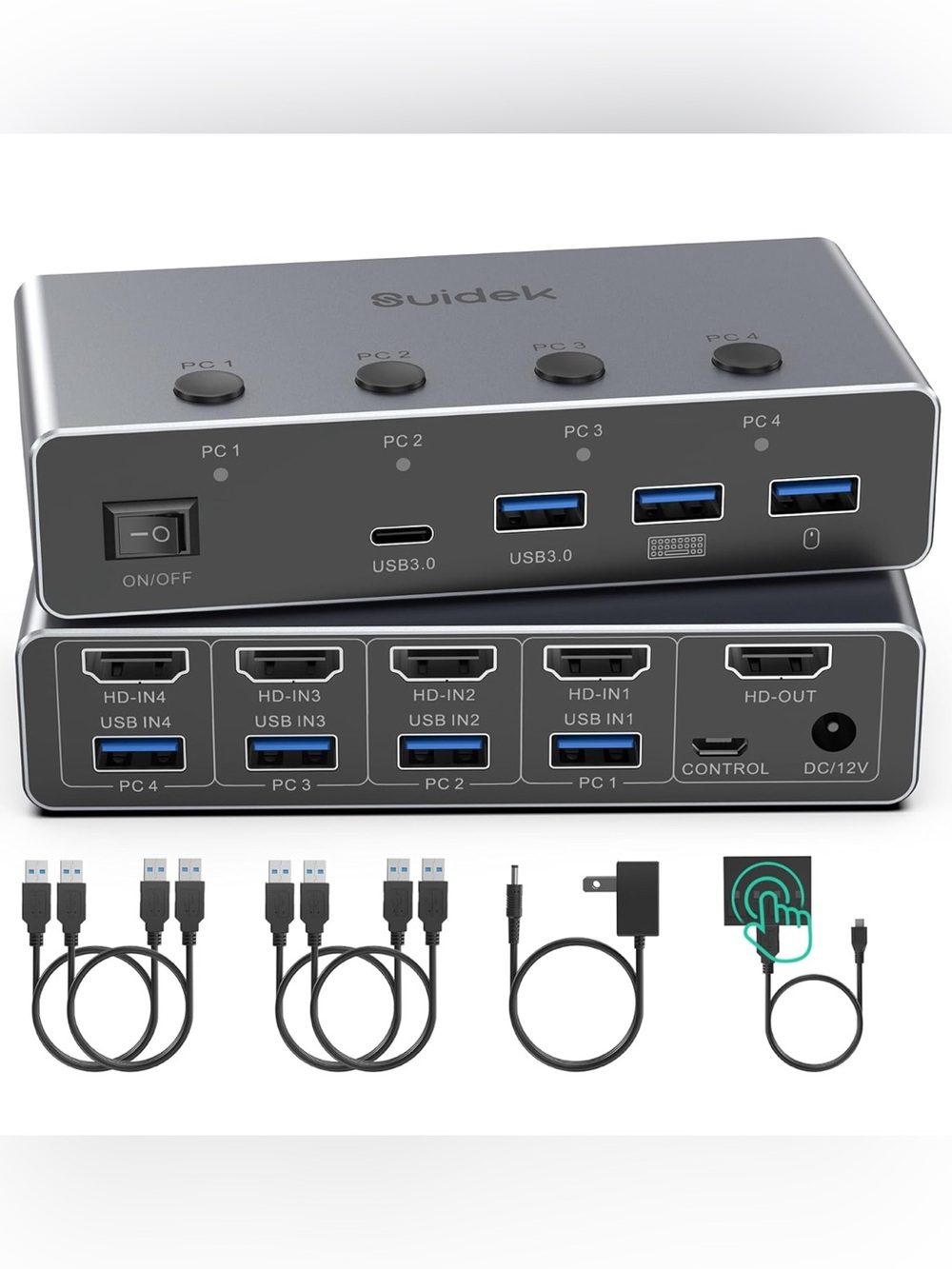 HDMI KVM Switch for 4 Computers & 1 Monitor with 8K@60Hz Resolution